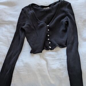 Reformation Charcoal Ribbed Top